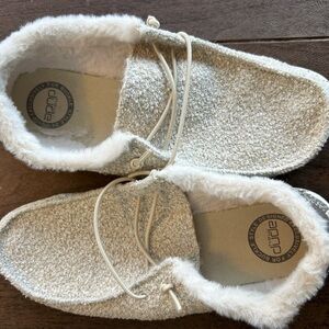 Hey Dude White Fuzzy Slip-On Shoes